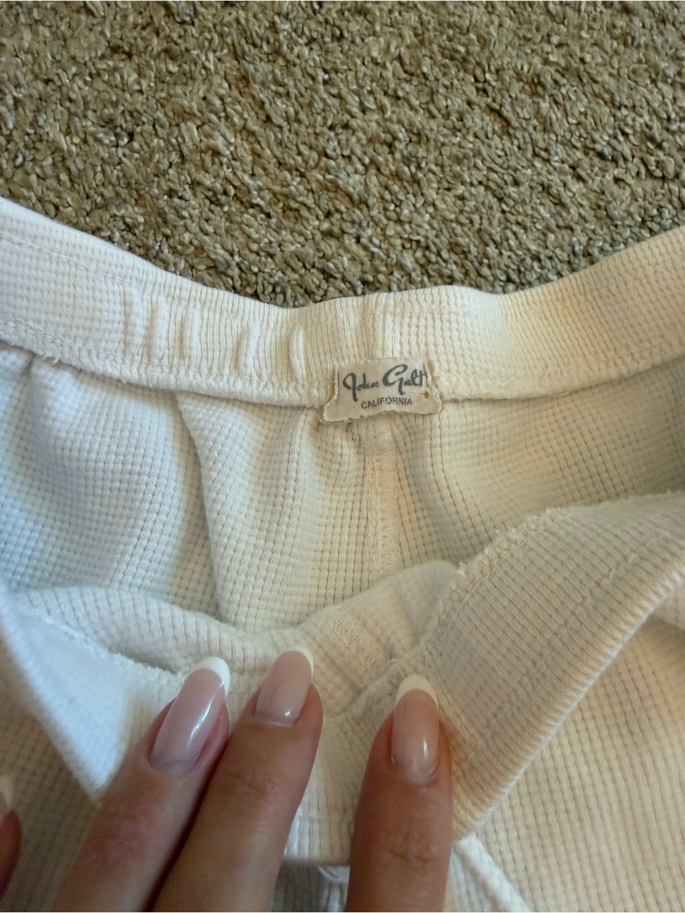 Brandy Melville White Waffle Knit Drawstring Athletic Shorts - Picture 2 of 3
